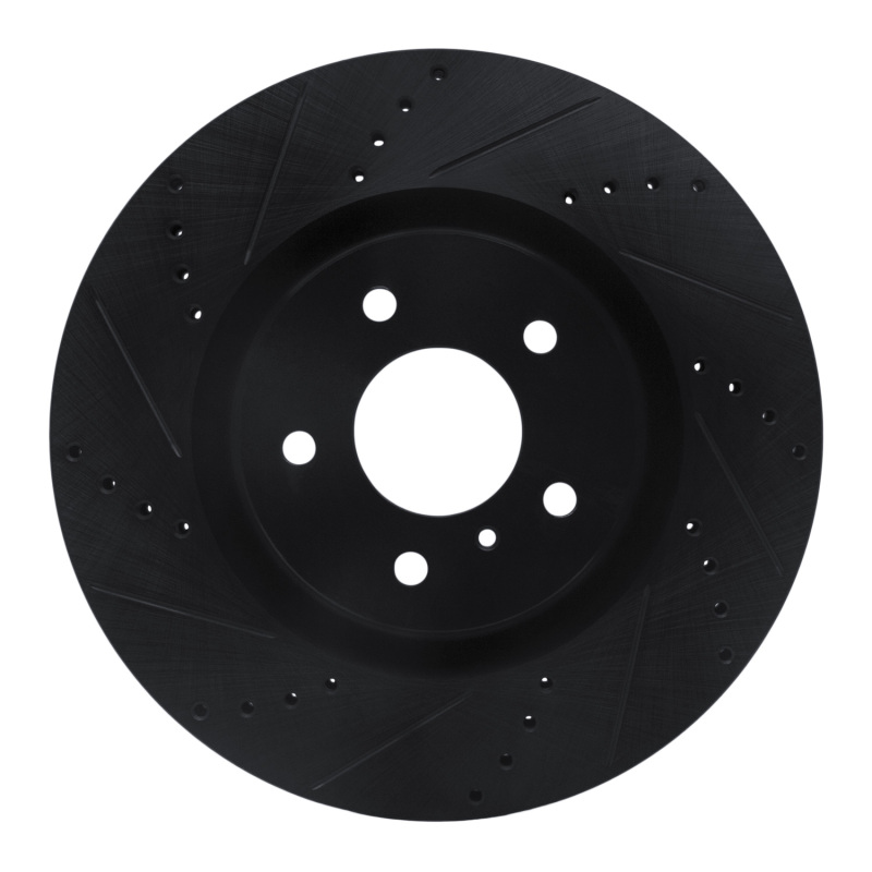 Infiniti G35 Brake Rotor (1) - Front Left - R1 Concepts - Drilled & Slotted - Black - `03-`08